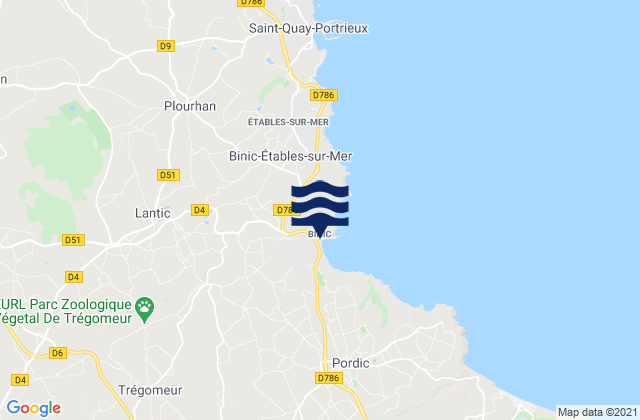Mappa delle maree di Binic, France