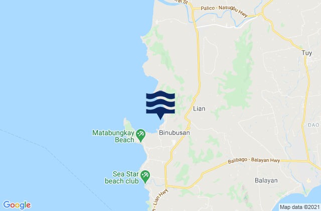 Mappa delle maree di Binubusan, Philippines