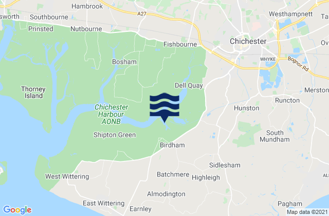 Mappa delle maree di Birdham, United Kingdom