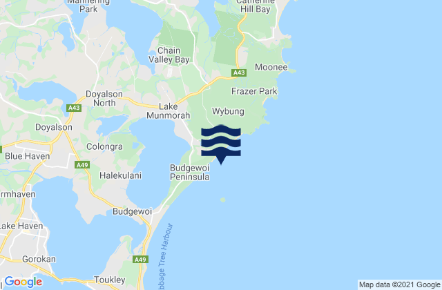 Mappa delle maree di Birdie Beach, Australia