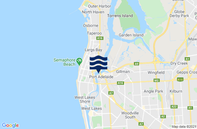 Mappa delle maree di Birkenhead, Australia