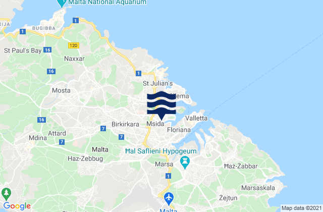 Mappa delle maree di Birkirkara, Malta