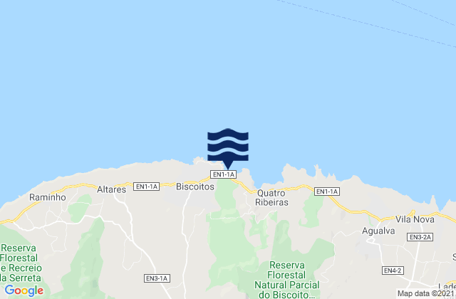 Mappa delle maree di Biscoitos, Portugal