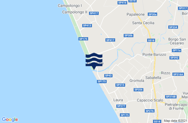 Mappa delle maree di Bivio Santa Cecilia, Italy