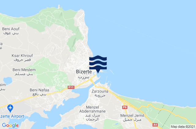 Mappa delle maree di Bizerte, Tunisia