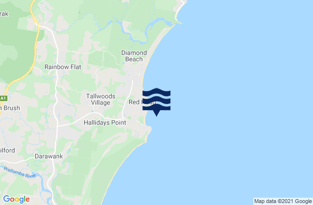 Mappa delle maree di Black Head Bay, Australia