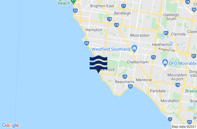Mappa delle maree di Black Rock, Australia