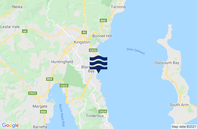 Mappa delle maree di Blackmans Bay Beach, Australia