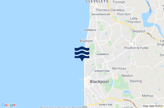 Mappa delle maree di Blackpool, United Kingdom