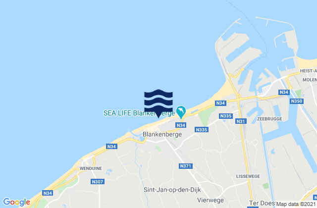 Mappa delle maree di Blankenberge, Belgium
