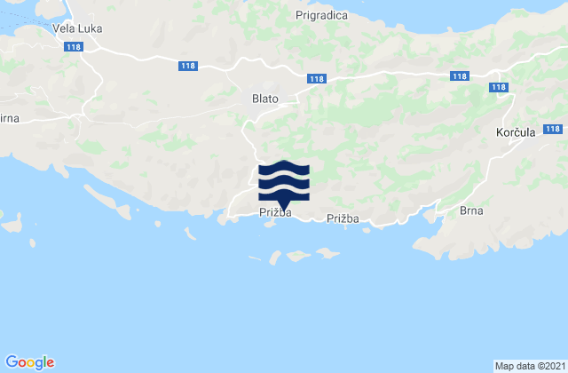 Mappa delle maree di Blato, Croatia