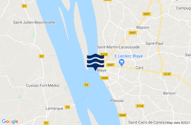 Mappa delle maree di Blaye (Gironde River), France