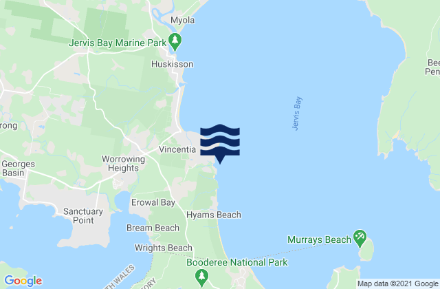 Mappa delle maree di Blenheim Beach, Australia