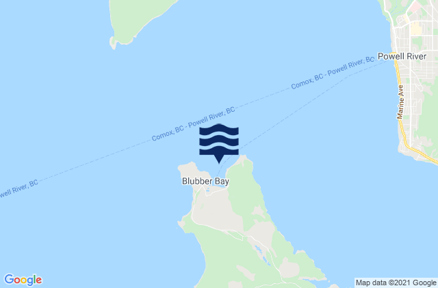 Mappa delle maree di Blubber Bay (Powell River Approaches), Canada