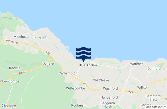 Mappa delle maree di Blue Anchor Beach, United Kingdom