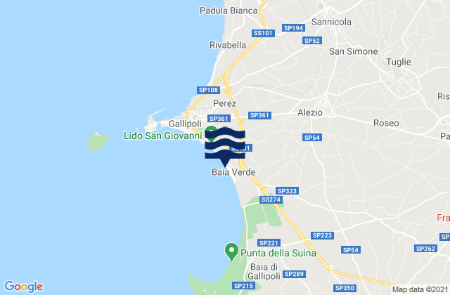 Mappa delle maree di Blue Bay Beach, Italy