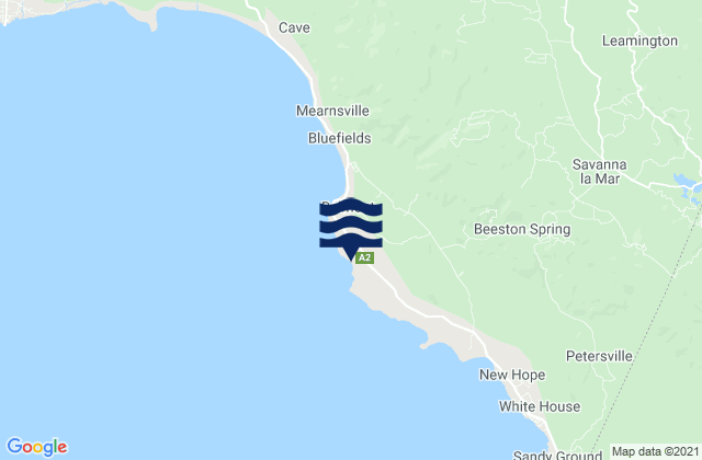 Mappa delle maree di Bluefields, Jamaica