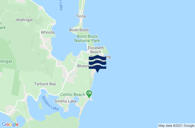 Mappa delle maree di Blueys Beach, Australia