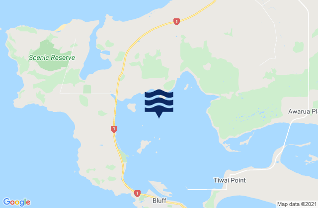 Mappa delle maree di Bluff Harbour, New Zealand