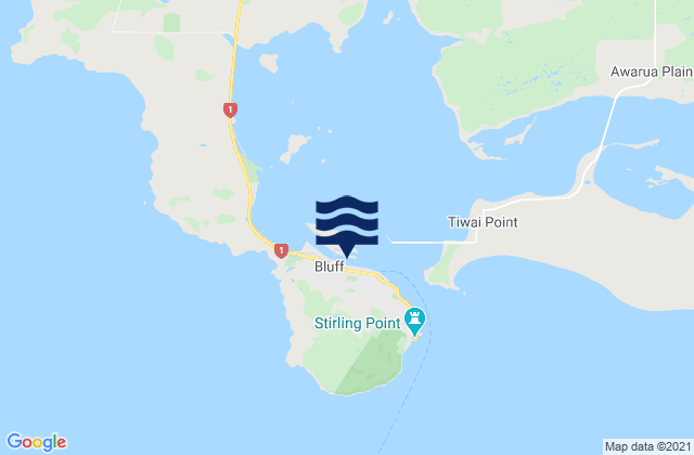 Mappa delle maree di Bluff, New Zealand