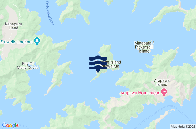 Mappa delle maree di Blumine Island, New Zealand