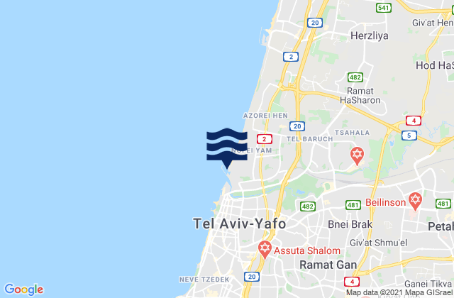 Mappa delle maree di Bnei Brak, Israel