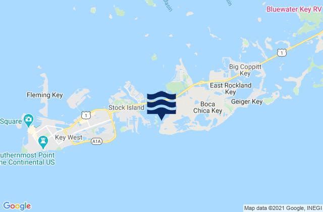 Mappa delle maree di Boca Chica Key Southwest End, United States