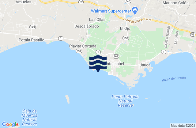 Mappa delle maree di Boca Velázquez Barrio, Puerto Rico
