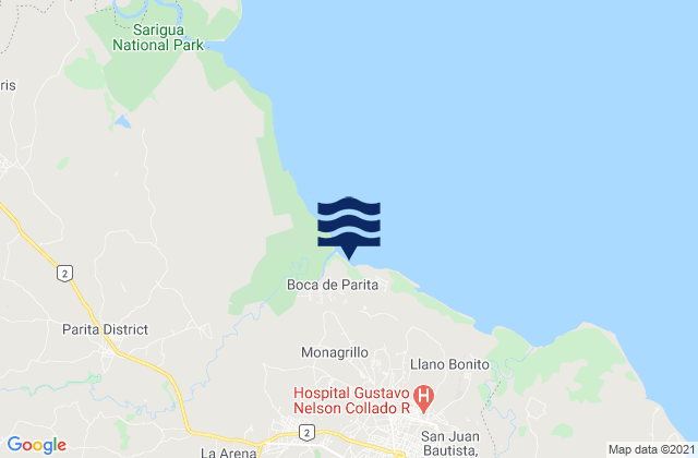 Mappa delle maree di Boca de Parita, Panama