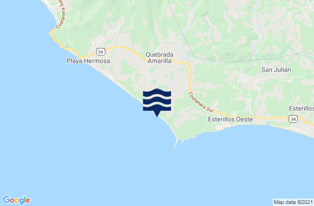 Mappa delle maree di Boca del Río Tusubres, Costa Rica