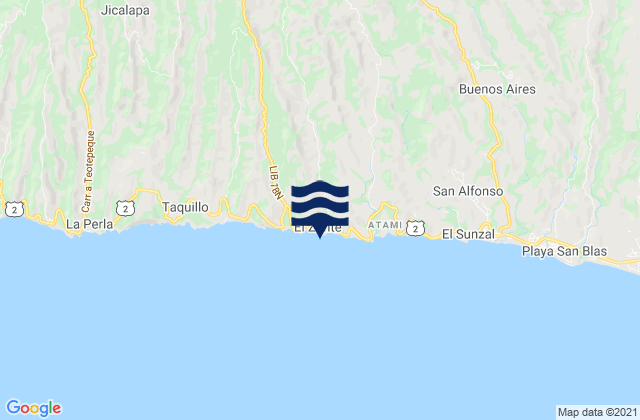 Mappa delle maree di Bocana del Zonte, El Salvador