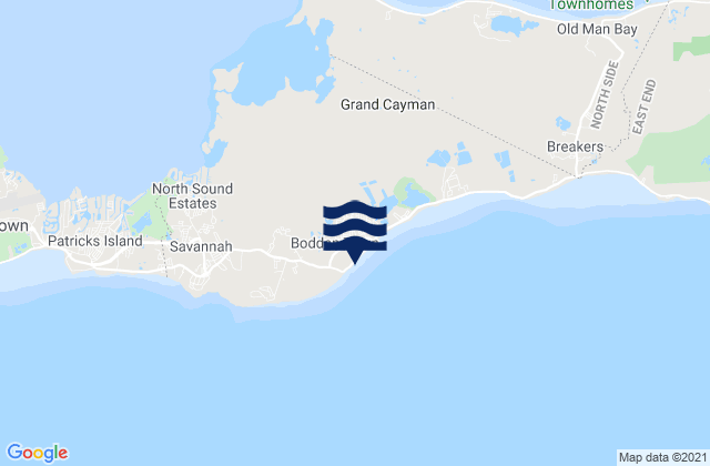 Mappa delle maree di Bodden Town, Cayman Islands