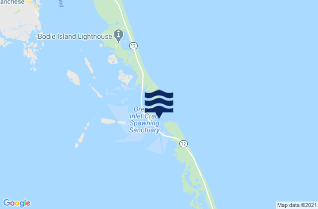 Mappa delle maree di Bodie Island-Pea Island between, United States