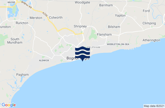 Mappa delle maree di Bognor Regis - East Beach, United Kingdom