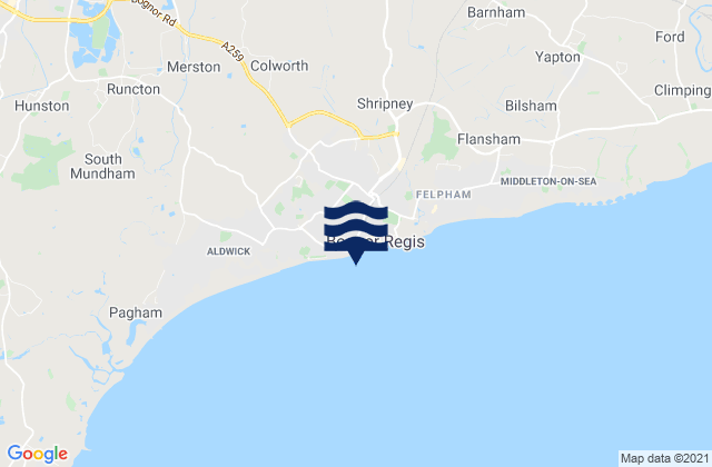Mappa delle maree di Bognor Regis - West Beach, United Kingdom