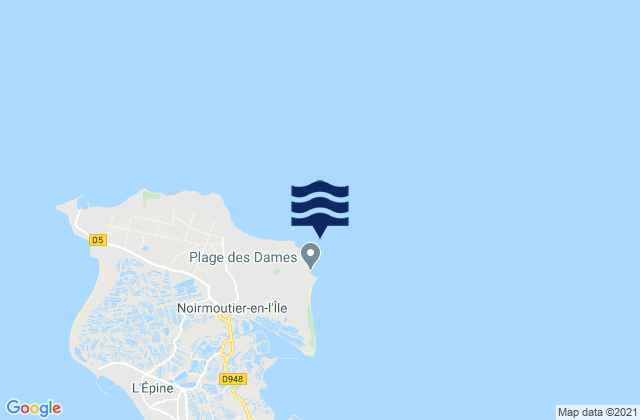 Mappa delle maree di Bois de la Chaise Noirmoutier Island, France