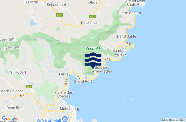 Mappa delle maree di Bois des Amourettes, Mauritius
