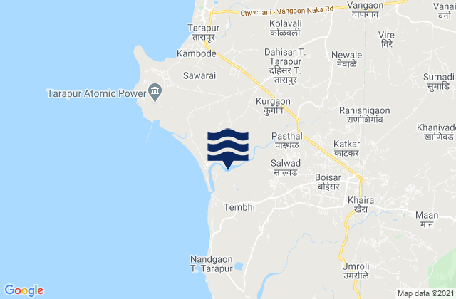 Mappa delle maree di Boisar, India