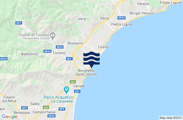 Mappa delle maree di Boissano, Italy