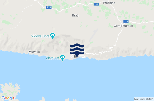 Mappa delle maree di Bol, Croatia