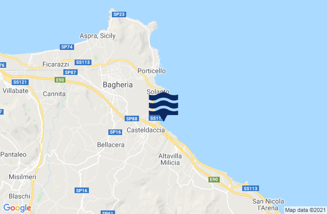 Mappa delle maree di Bolognetta, Italy