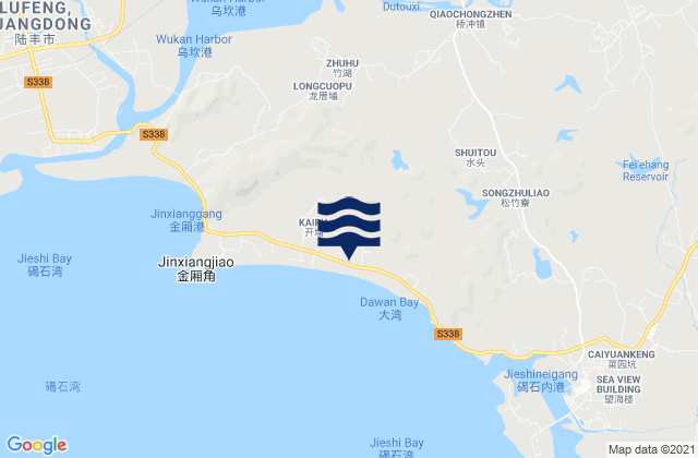 Mappa delle maree di Bomei, China