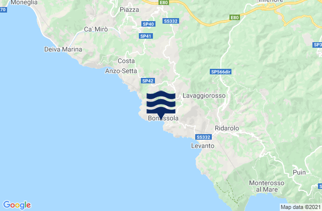 Mappa delle maree di Bonassola, Italy