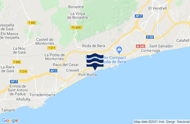 Mappa delle maree di Bonastre, Spain