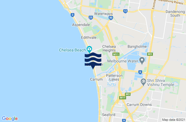Mappa delle maree di Bonbeach, Australia