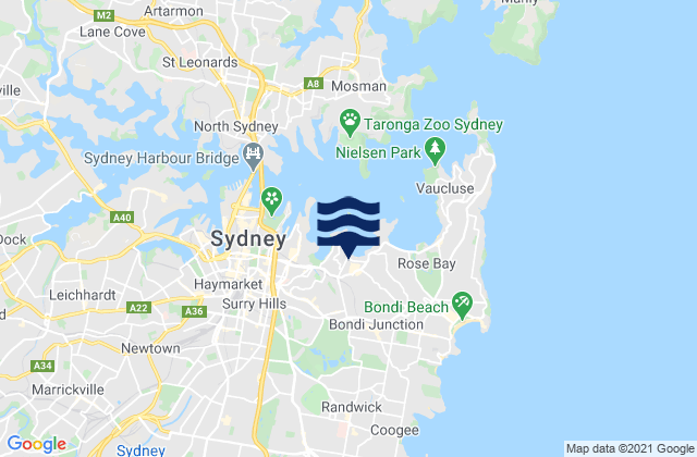 Mappa delle maree di Bondi Junction, Australia