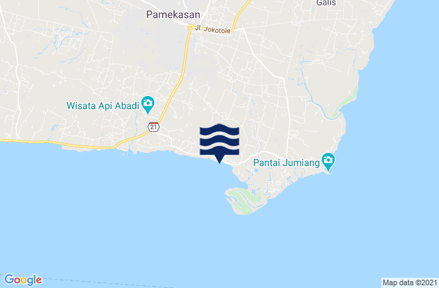 Mappa delle maree di Bong, Indonesia