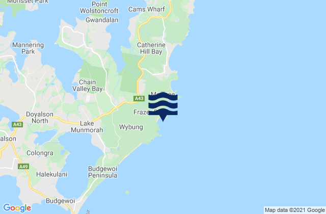 Mappa delle maree di Bongon Beach, Australia