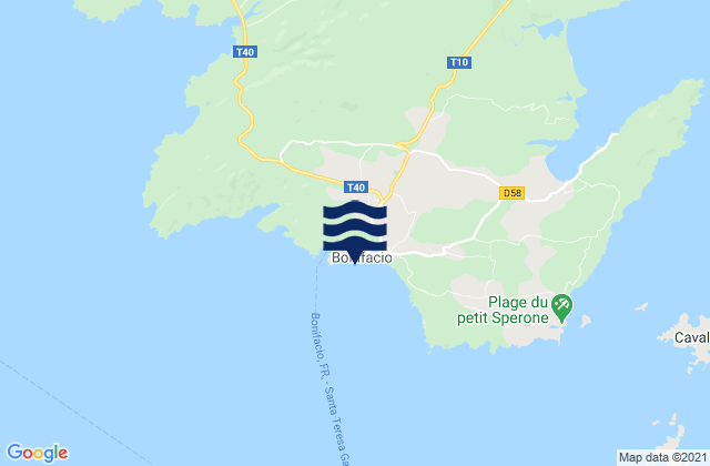 Mappa delle maree di Bonifacio, France
