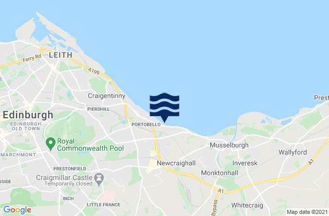Mappa delle maree di Bonnyrigg, United Kingdom